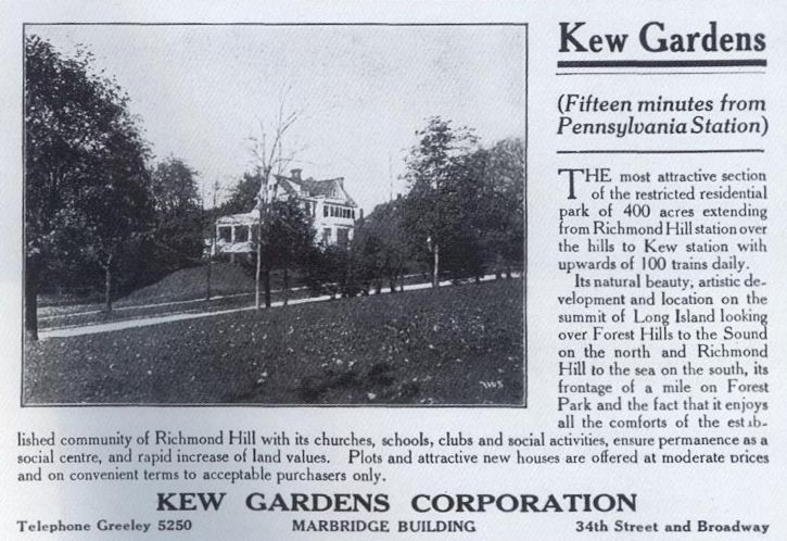 An old advertisement for Kew Gardens.