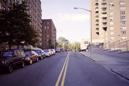 Looking north on 83rd Avenue from Queens Boulevard in Kew Gardens, NY, 2004.