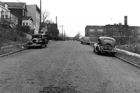 83rd Avenue looking toward Kew Gardens Road from Queens Boulevard in Kew Gardens, NY, 1941.