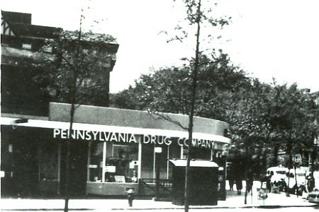The Pennsylvania Drugstore at the intersection of Kew Gardens Road, 80th Street and Queens Boulevard, Kew Gardens, NY, 1941.