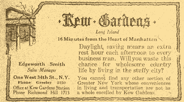 Advertisement from the March 24, 1918 edition of The New York Sun.