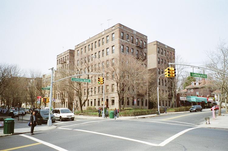 The Kew Arms Apartments, Lefferts Boulevard at Metropolitan Avenue, Kew Gardens, NY, 2001.