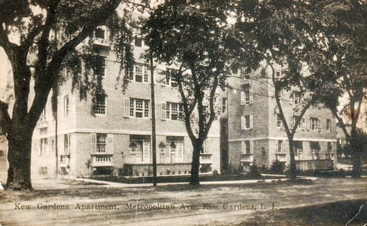 The Kew Gardens Apartments (now known as the La France Apartments) on Metropolitan Avenue in Kew Gardens, NY.