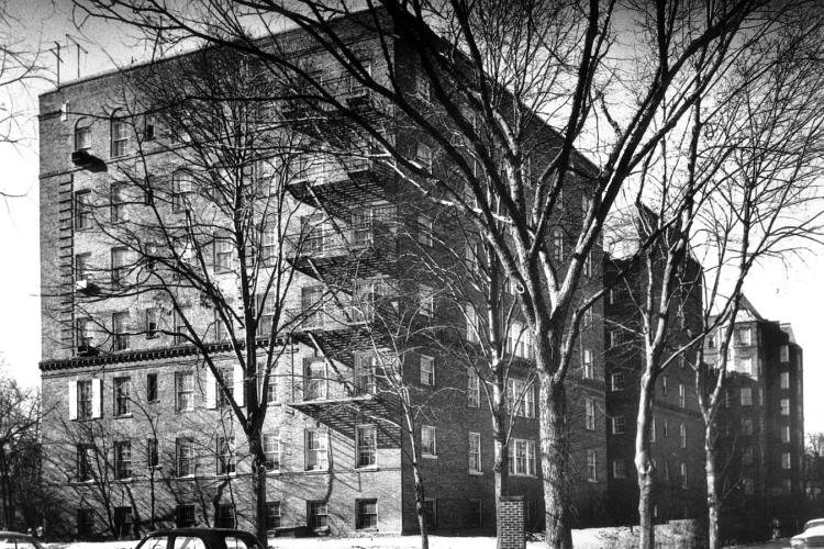 The Beverly House Apartments, Beverly Road at Brevoort Street, Kew Gardens, NY, 1957.
