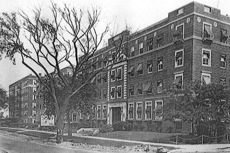 The Kew Kensington Court Apartments, Union Turnpike at Austin Street, Kew Gardens, NY, 1930.  The Kew Arlington Court and Colonial Hall are next door.