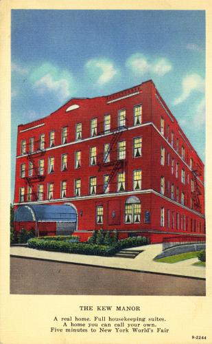 The Kew Manor Apartments, Metropolitan Avenue between Lefferts Boulevard and 118th Street, Kew Gardens, NY, c. 1940.
