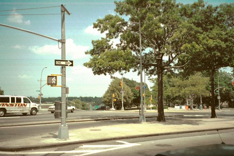 Queens Boulevard at Union Turnpike (known as the 'Crossroads'), Kew Gardens, NY.