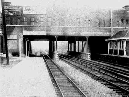 The Lefferts Boulevard bridges as seen from the Long Island Railroad Station in Kew Gardens, NY, c. 1929.