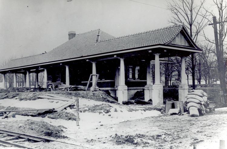 The Kew Gardens, NY Long Island Railroad Station under construction.