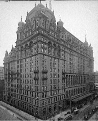 The old Waldorf Astoria Hotel at Fifth Avenue and 34th Street circa 1910.  The Hotel was torn down and eventually replaced by the Empire State Building.