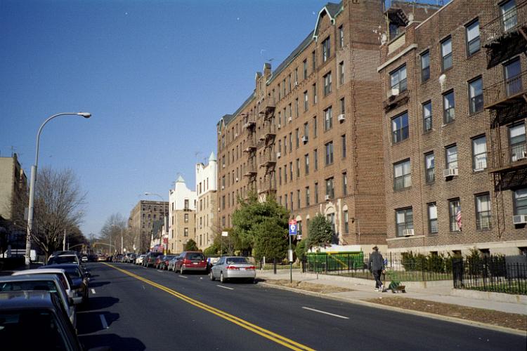 Metropolitan Avenue west of Brevoort Street, Kew Gardens, NY, 2002.
