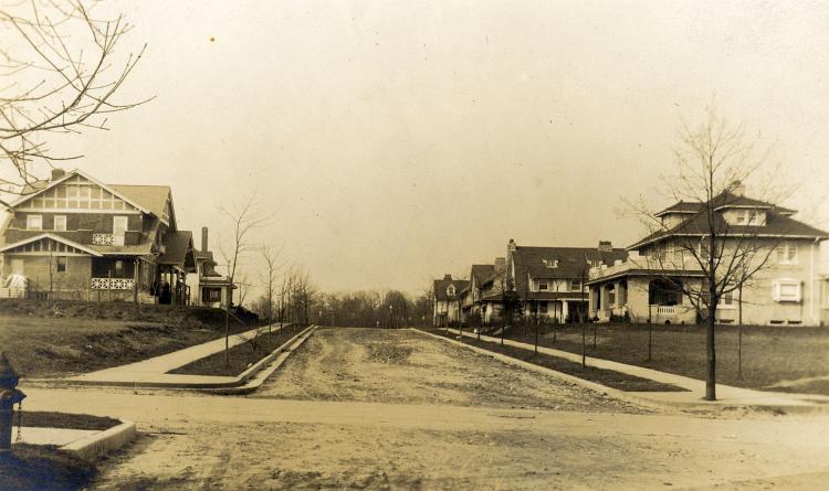Willow (Brevoort) Street north of Metropolitan Avenue, Kew Gardens, NY, c. 1900.
