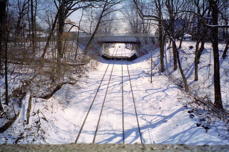 The Railroad Tracks under the Bridge in Forest Park, Kew Gardens, NY, looking east.