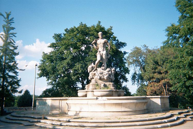 The statue of 'Civic Virtue' in front of Queens Borough Hall in Kew Gardens, NY 2000.